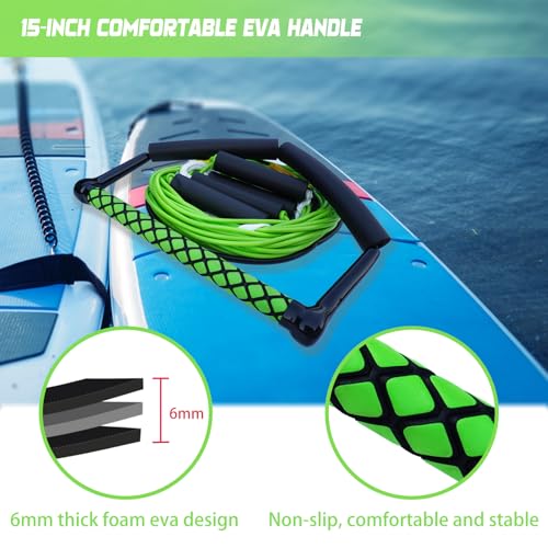 image for ASVAEVAS 75FT Wakeboard Rope and Handle, No Stretch Dyneema Wakeboard 
