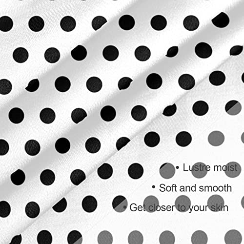 Black White Polka Dot Women Square Silk Like Hair Scarf Head Wrap Satin Head Scarf 35 x 353