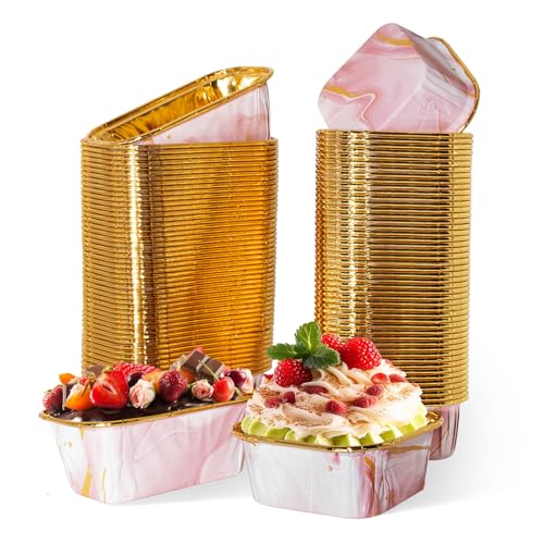 Moule Mini Cake 100 Pièces Papier Muffin Caissette Cupcake Moules Mini Moule Muffin, Rose, Carré et Rectangle