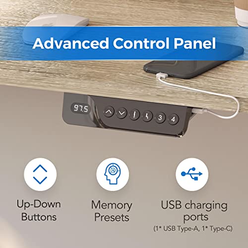 Flexispot Standing Desk Quick Assembly Electric Adjustable Desk With 48 X 24 Inches Whole-Piece Desktop Ergonomic Memory Controller Stand Up Desk(White Frame + 48" Grey Wood Grain Desktop) #TOP2