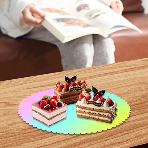 Berglander Rainbow Reusable Cake Boards 12", Stainless Steel Cake Plates With Titanium Colorful Plating, Durable Sturdy Perfect For Cake Of 12" Or Under, Dishwasher Safe #TOP4