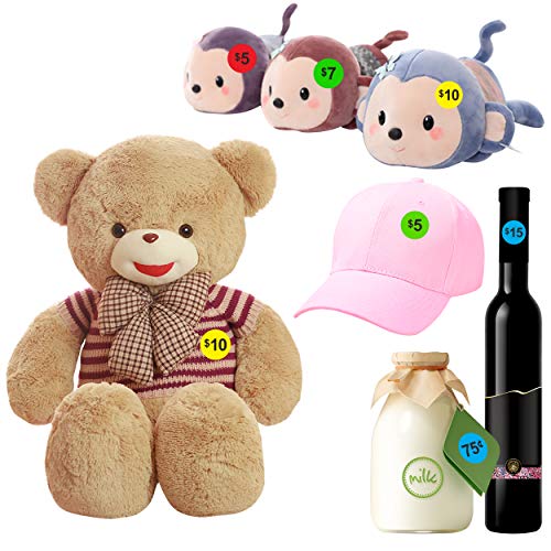 Hebayy 3840 Pcs Garage Sale Flea Market Pre-Priced Pricing Stickers In Bright Colors (Yellow/Red/Green/Cyan), 3/4” In Diameter #TOP3