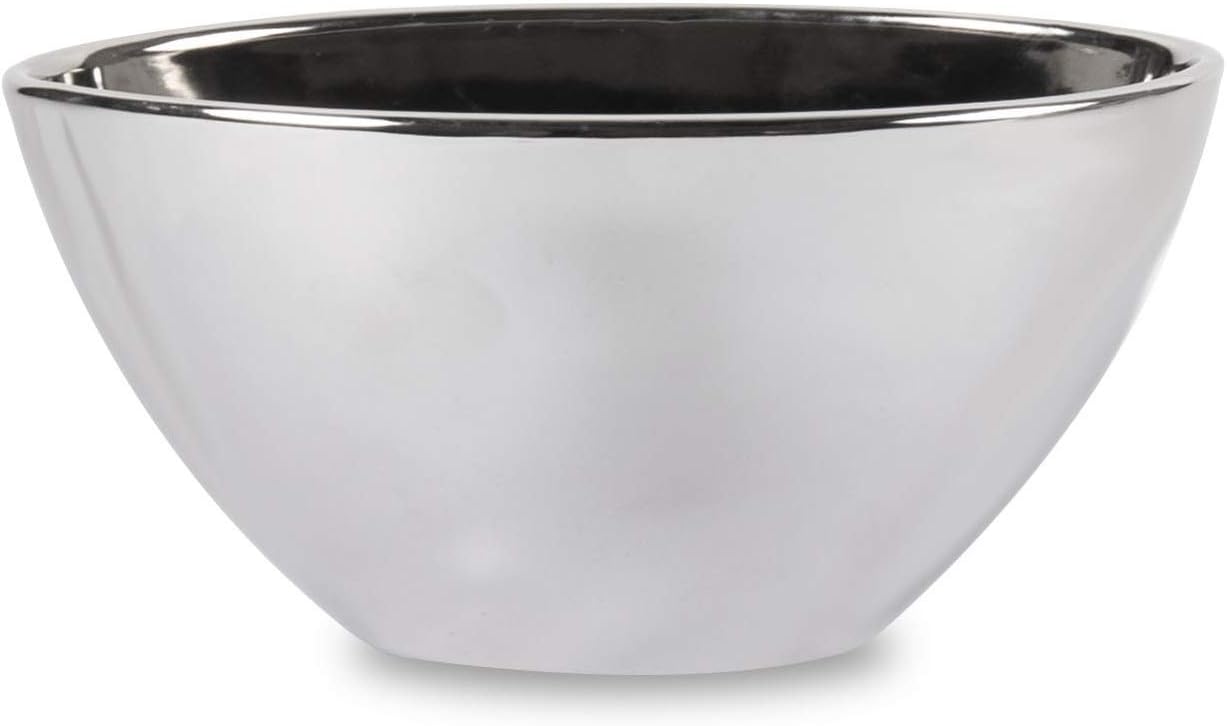 Pottery Pots Silver Ceramic Boat Shape Planter - Oval Shaped Vase Decorative Bowl Indoor House Plant TOZO Pot - 5" H x 5" W x 10" L
