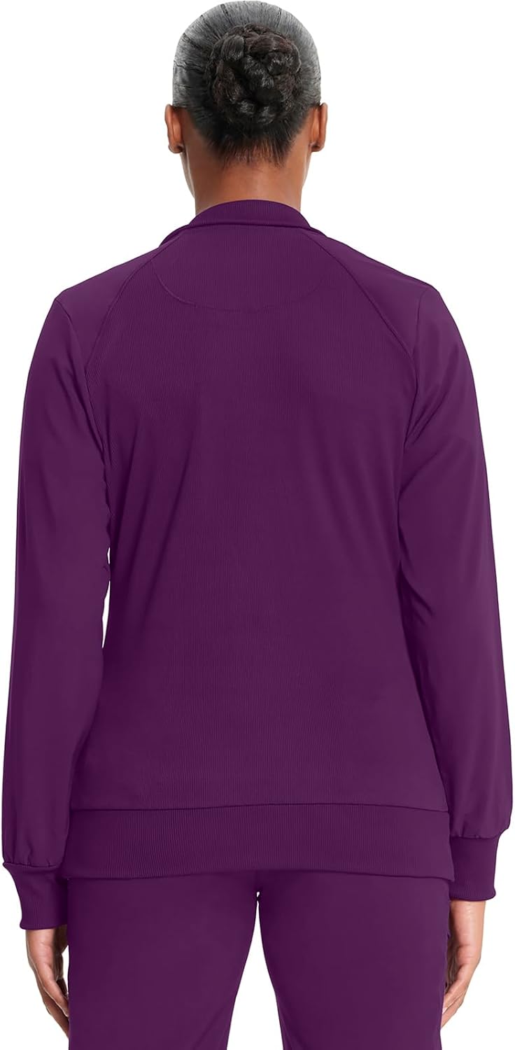 Cherokee Infinity Womens Zip Front Jacket With 2 Pockets Contemporary Fit Back Shoulder Yokes & Front Princess Seams- 2391A