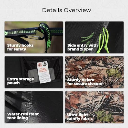 Image of Camping Hammock Tent with Mosquito Net & RainFly, 3 in 1 Waterproof Portable Sleeping Hammock Bug Backpacker Lightweight Outdoor Gear Swing for Hiking Travel Patio Expedition(Camouflage)