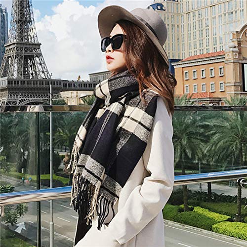 Châle écharpe contre le froid pour femme à motif carreaux chic