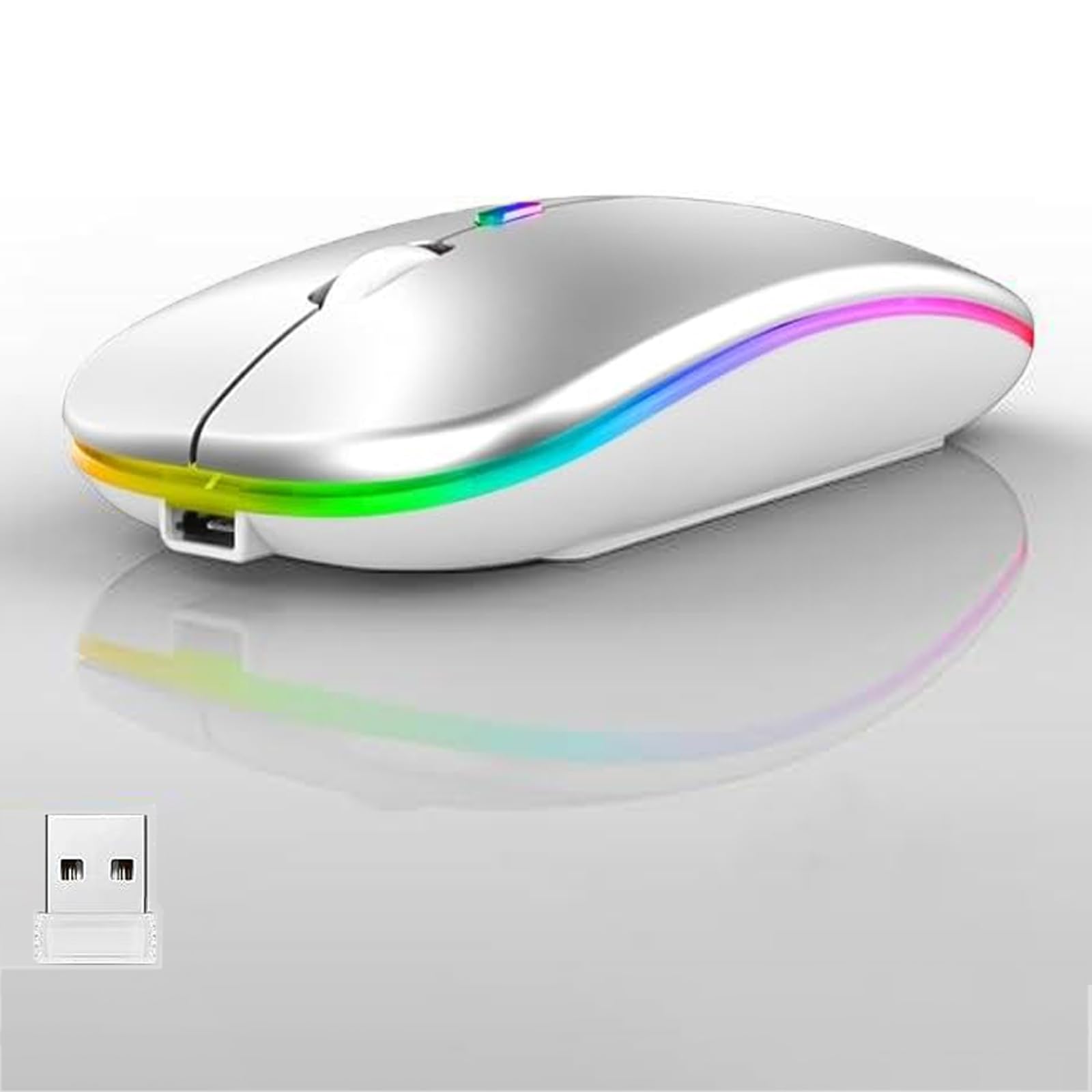 Amazon.com: LED Wireless Mouse, Slim Silent Dual-Mode 2.4G+BT ...