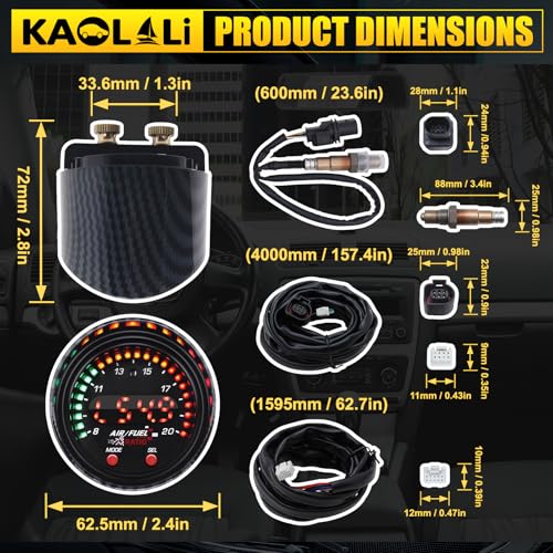 KAOLALI 30-0300 X-Wideband UEGO AFR-Sensor Controller-Anzeige, 30-0300 X-Series Anzeige des AFR-Sensor-Controllers Gauge 30‑0300 Luft-Kraftstoff-Verhältnis 52 mm (2-1/16”) Anzeige Auto
