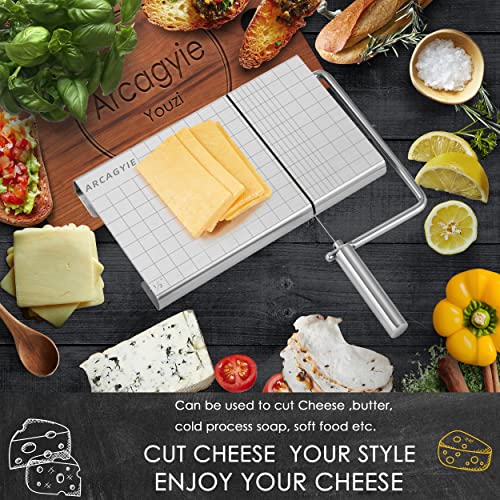 Cheese Slicer & Cheese Cutter - Cheese Slicer With Wire For Block Cheese - Cheese Cutter Board With 5 Replacement Wires - Stainless Steel Precise Scale For Clear Cuts #TOP2
