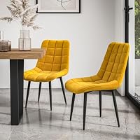 More4Homes SET OF 4 NOVA MODERN VELVET DINING CHAIR PADDED SEAT METAL LEGS KITCHEN (Mustard)