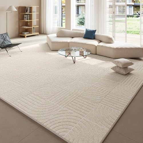 Tapis de chevet de chambre à coucher à rayures de style crème - 2