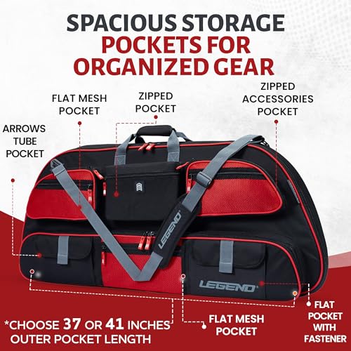 Image of LEGEND Apollo Soft Bow Case - Compound Bow Case with Multiple Storage & Foam Padding, Lightweight Bow and Arrow Case for Archery Accessories, Bow Bag with Arrow Tube Pocket - 40 inch & 44 inch