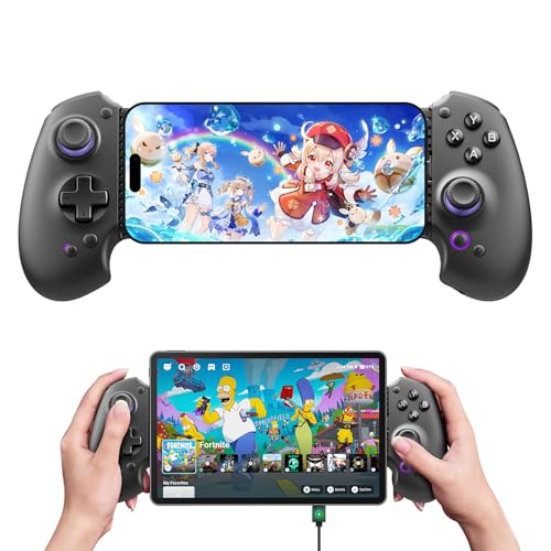 S9 Full-Size Gaming Phone Controller for iPhone 15/16, iPad Mini 6/7, Android Tablet, Bluetooth＆Type-C Mobile Gamepad with Free Key Mapping＆App, for Genshin Impact & Zenless Zone Zero, Hall Joystick