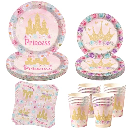 Ywediim Service de table princesses pour filles anniversaire fête prénatale 20 invités