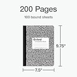 Oxford Composition Notebooks, 9-3/4 x 7-1/2 Inch School Journals, College Ruled Paper, Black Marble Covers, 100 Sheets per Book, 2 Pack (1002515) - Image 2