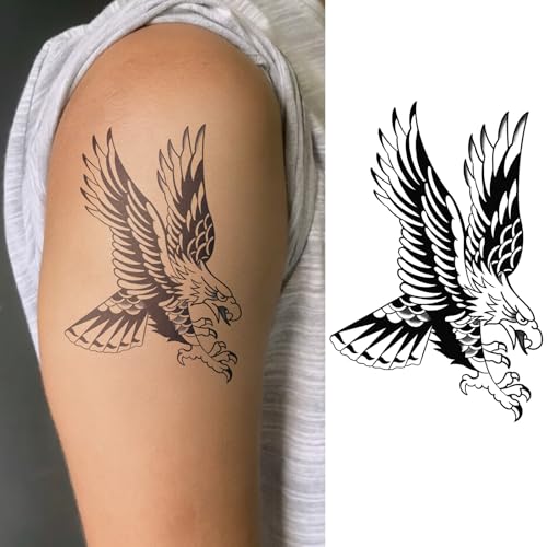 WEEKINK American Traditional Eagle Semi-Permanent Tattoo for Men – Realistic Old School Flying...
