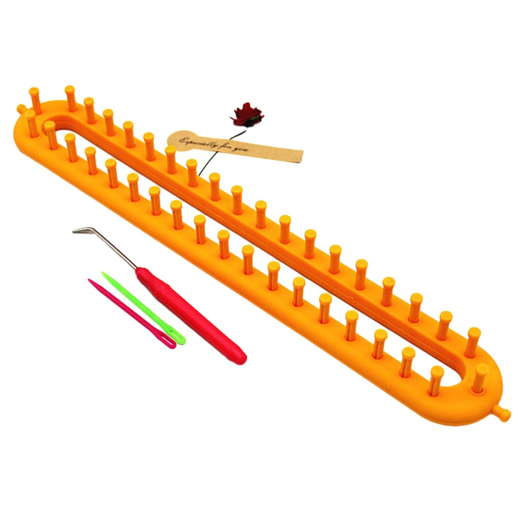 KBOLAE for Beginners Lightweight and Easy to Carry Knitting Weaving Set ABS Weaving Loom Knitting Kit Knitting Weaving Tool Set Yellow 36cm