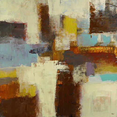 Paysage abstrait sur toile Voyage II déco salon Lisa Ridgers grand format 94x94