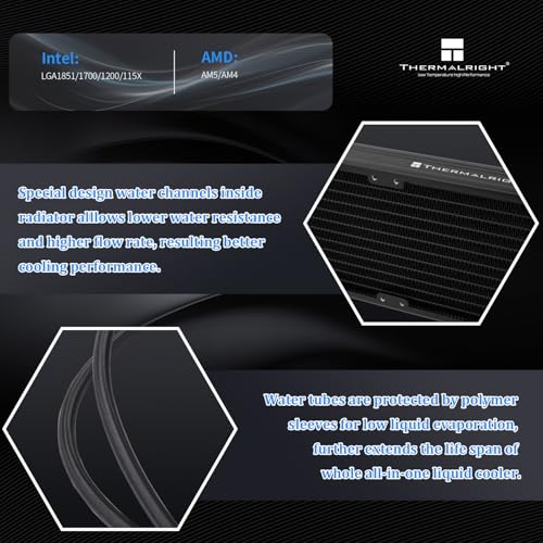 Image of Thermalright Aqua Elite 240 V5 ARGB Black CPU Liquid Cooler, 240 Cooling Row Size,2xTL-S12 PWM Fans,for AM4 /AM5,Intel LGA115X /1200 /1700 /1851, AIO CPU Cooler