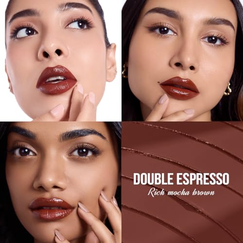Image of Staze Y.U.M.M.Y Lip Gloss Balm | 3-in-1 Gloss + Tint + Balm | High-Shine Glossy Finish | With SPF 15 | Non-sticky Formula with Hyaluronic Acid & Shea Butter | 05 Double Espresso | 2g