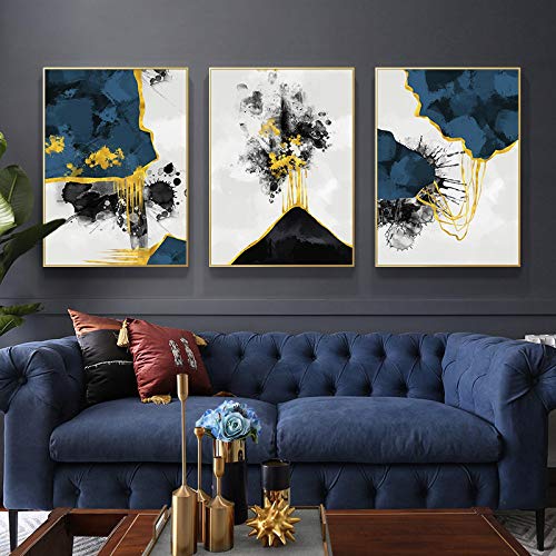 Affiche à l'encre bleue pour salon moderne | Triptyque nordique 50x70 cm - 2
