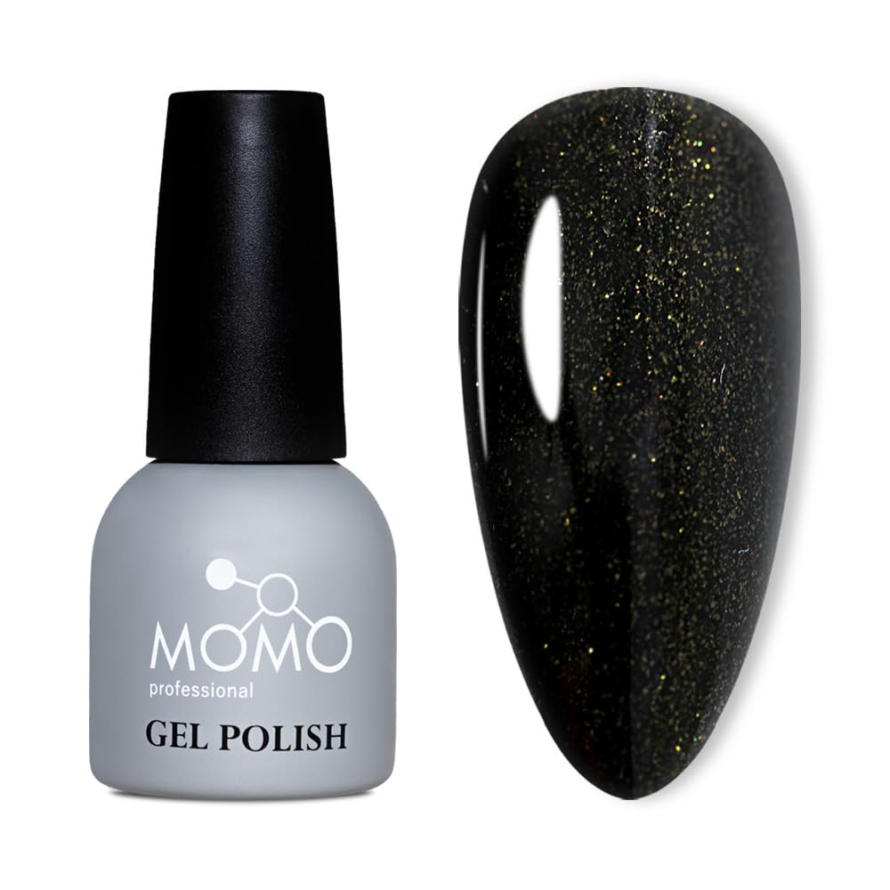 MOMO professional Kalıcı Oje S019 Altın Işıltılı Siyah 14 ml