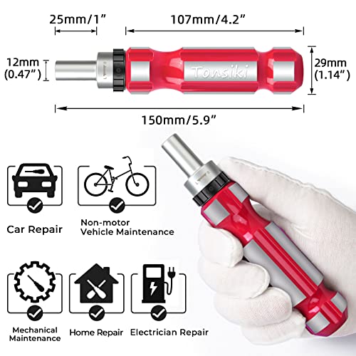 Tonsiki Ratcheting Bit Driver, 1/4" Magnetic Ratcheting Screwdriver Handle For Hex, Torx, Phillips, Slotted, Pozidriv, Square Bits, 150Mm Long #TOP1