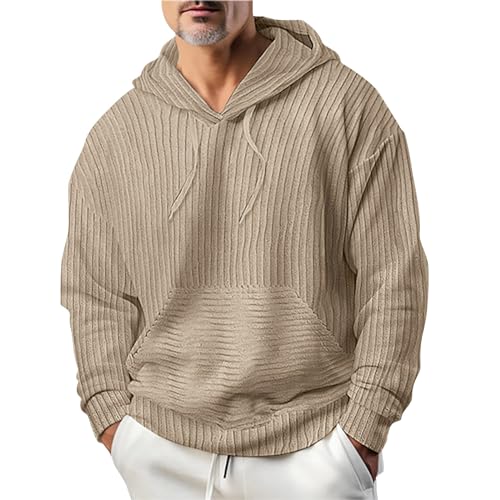Sweat à capuche pour homme contre le froid d'automne en velours côtelé chaud avec poche