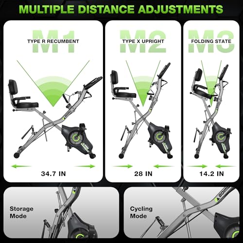 Image of Exercise Bike, 5 in 1 Foldable Stationary Bike for Seniors, 16-Level Adjustable Magnetic Resistance, Indoor Workout Bike with 330LB Capacity, Comfortable Seat Backrest X-bike