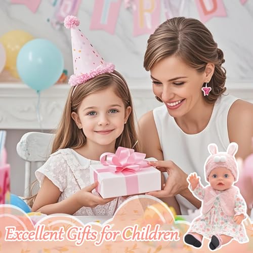 Puppenkleidung für 35-43cm Baby Puppen, 5 Stück Elegante Süße Baby Kleidung Puppen für 14-17 Zoll Babypuppen mit Kleid Weste Mütze Schuhe Kleiderbügel 43cm BabyPuppen Outfits, Geschenke für Kinder