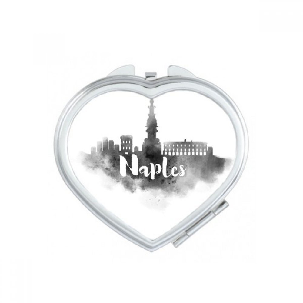 Miroir compact Naples Italie encre city heart, mini miroir de poche mignon pour maquillage