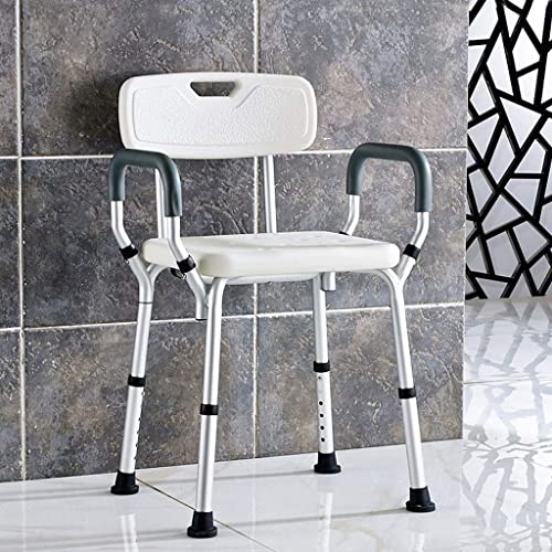 Chaise de douche avec dossier et accoudoirs réglable pour senior - 5