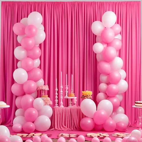 24x10FT Hot Pink Backdrop Curtains for Wedding Parties, Wrinkle Free Polyester Photography Backdrop Drapes for Wedding Baby Shower Birthday Parties Stage Background Stand Decorations 4x10ft,6 Panels by PARTISKY - Used condition - Image 7