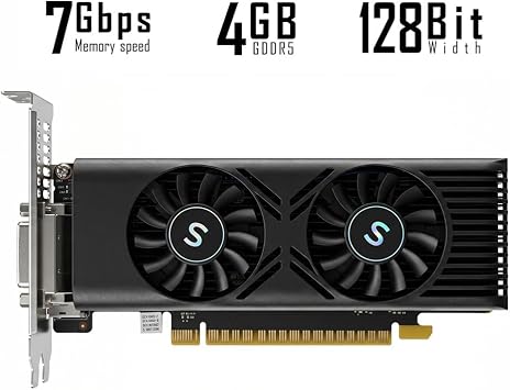 GTX 1050 Graphics Card for PC, 4GB GDDR5 128-bit, HDMI DisplayPort DVI-D, Computer GPU, Gaming Video Card, Low Profile, PCI Express x16, DirectX 12