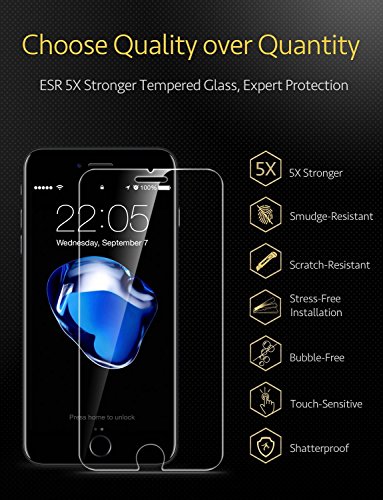 ESR Protector de pantalla para iPhone 8 Plus/7 Plus/6s Plus/6 Plus, [2 unidades] [marco de instalación gratuito], protector de pantalla de vidrio templado premium para iPhone 8 P/7 P/6sP/6P 5.5 pulgadas