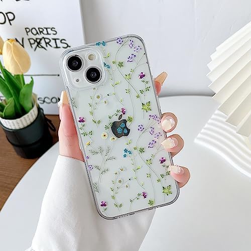 RALEAVO Floral Case Compatible with iPhone 11 (6.1), Shockproof Silicone Case Cover with Cute Flower Patterns Protective Bumper Case for iPhone 11-Beige
