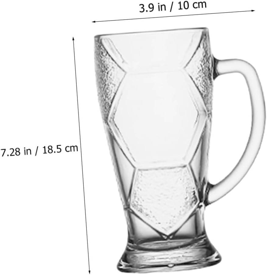 KALLORY Large 600ml Glass Beer Mug with Handle Party Bar Beer Cup for Football Event Handheld Sturdy Stein for Home and Sports Gathering