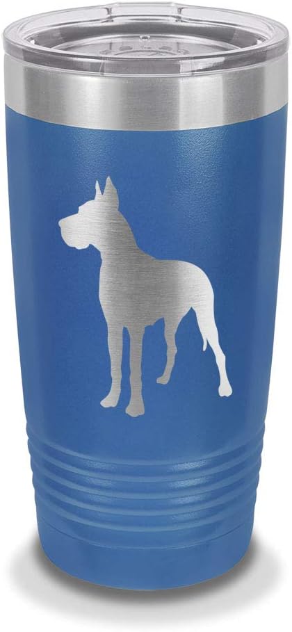 Great Dane 30 oz Laser Engraved Polar Camel Stainless Steel Vacuum Insulated Tumbler w/Clear Lid dog canine pet - Customizable - Stainless Steel