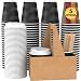 85 Set 12 oz Disposable Coffee Cups with Lids Wooden Stirrers Cup Carriers (Triple Layer) Paper Coffee Cups with Lids - Insulated Togo Coffee Cups with Lids - Recyclable Paper Cups Easy to Grasp