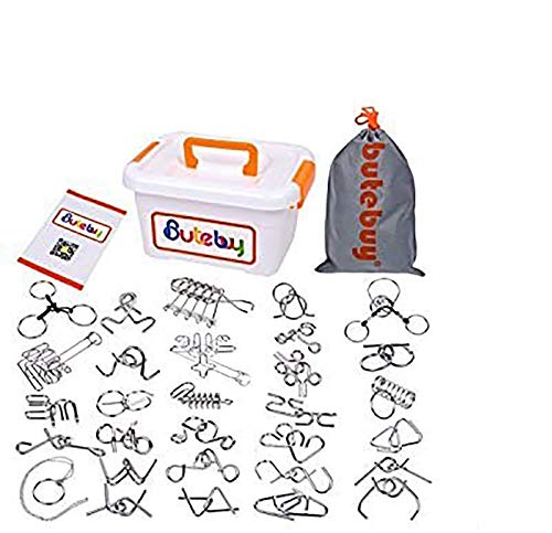 LOOBANI Assorted Brain Teasers Metal Wire IQ Puzzles with Plastic Box Package Great Educational Intelligence Toys for Adult Children and Student Expanding Mind 1 Set 30Pcs