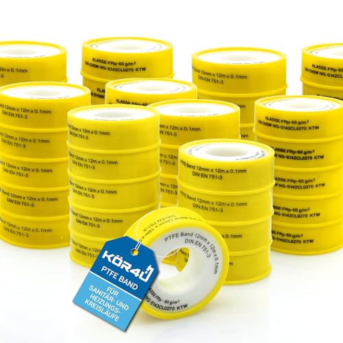 kör4u 50 x nastro in teflon DVGW per gas e acqua PTFE nastro sigillante