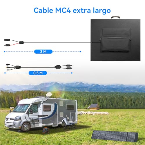 Miniatura 3 de Ecosonique 400w Panel Solar Portátil Mc4 40v Para La Mayoría De Las Centrales Eléctricas, Solar Plegable Ligera Con Soportes, Salida Múltiple Para Generadores Solares, Camping Y Uso En Exteriores