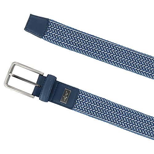 Greg Norman Men's Two Tone Stretch Belt, 36, Blue and White2
