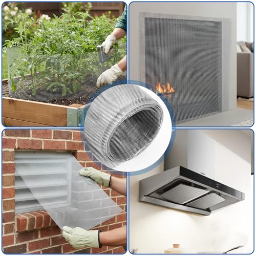 Staranry 35x200cm Rolle Edelstahl Drahtgitter und Drahtgeflecht, 304 Edelstahl und Hitzebeständig, Feinmaschig, für Insektenschutz, Verhindert Mäuse, Fenstergitter, Garten und Lüftungsgitter