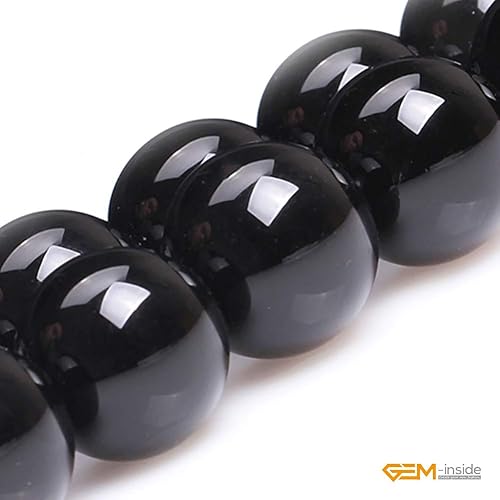 Miniatura 794 de GEM-Inside - Cuentas sueltas de piedra de lava negra natural de 0.315 in para hacer joyas, 15 pulgadas Cordierita de grado A