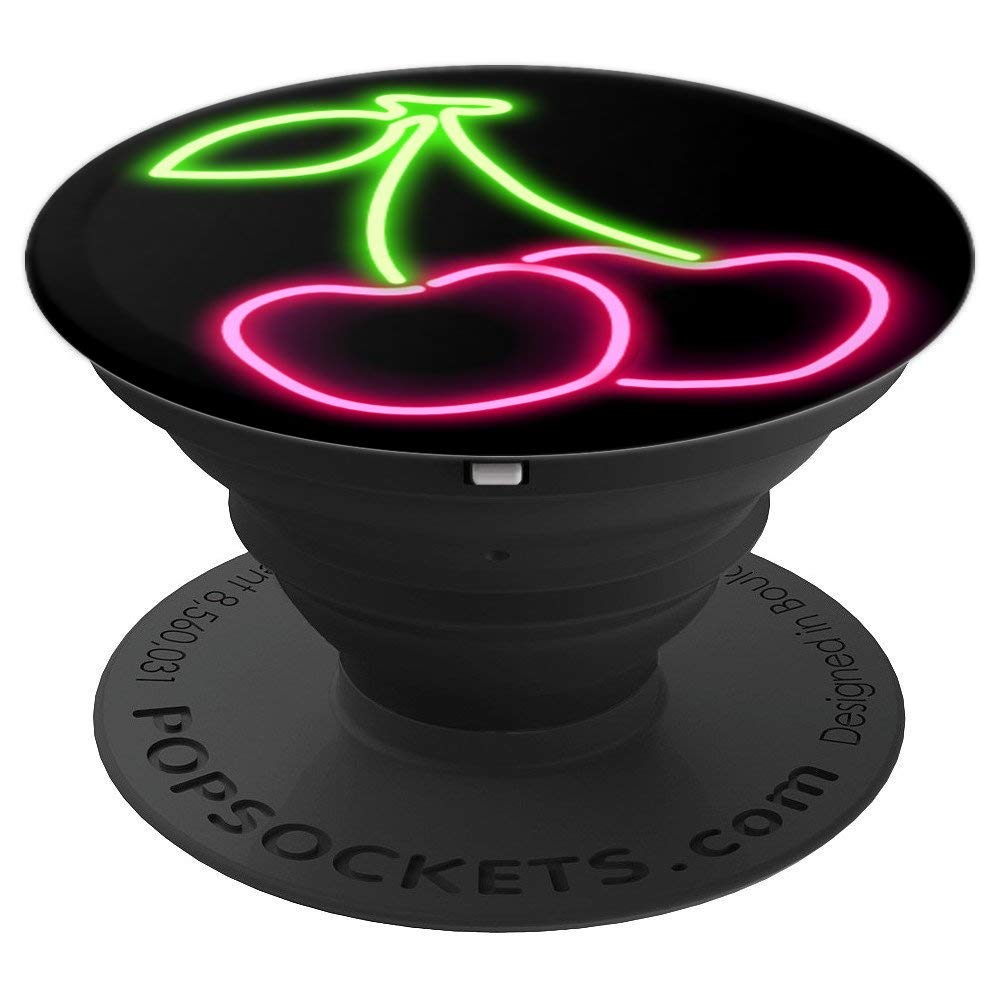 Cool Retro Cherries Socket Vegan Vegetarian Fruit Gift PopSockets PopGrip: Swappable Grip for Phones & Tablets