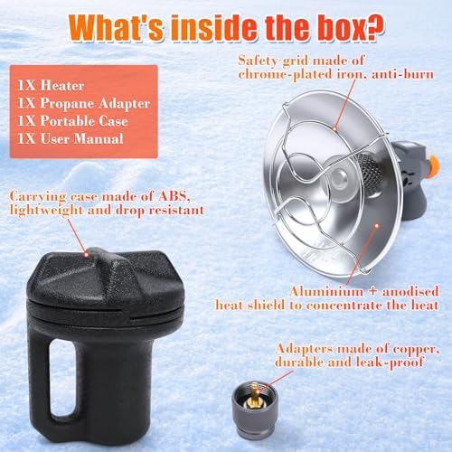 GFTIME Portable Camping Heater, 4,300 BTU 2-in-1 Propane & Butane Heater with High-Altitude Ignition, Tent Heater for Outdoor, Hiking, Fishing, Patio, Fast Heat, Adjustable Portable Heater for Winter - 5