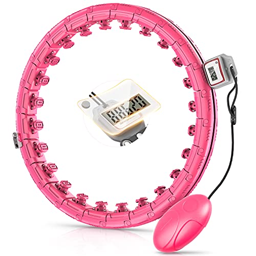 Weighted Hula Hoops for Adults Weight Loss, AgoKud Smart Hula Hoop with Counter, Fitness, Massage, Exercise Hoola Hoop Plus Size, 24 Detachable Knots, Adjustable Fitness Hoop for Adults and Beginners