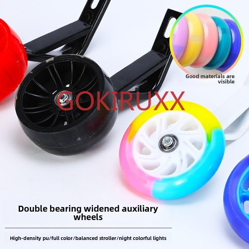 1 par de ruedas de entrenamiento para bicicletas infantiles de 12, 14, 16, 18 y 20 pulgadas, con timbre y decoraciones, estabilizadores universales para bicicletas, ruedas auxiliares para niños y niñas (verde, 12 pulgadas) miniatura 4