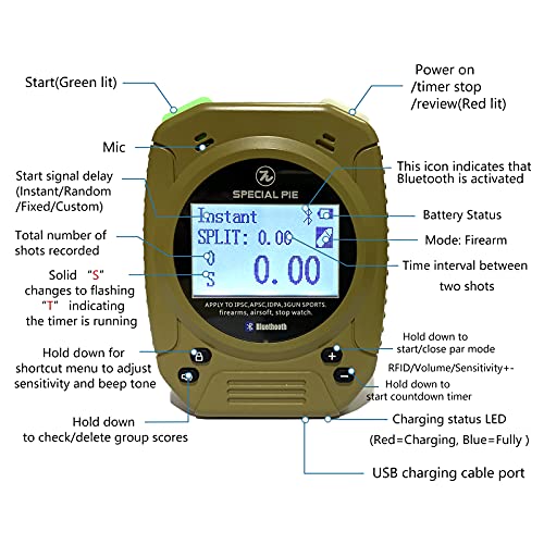 Shot Timer With Belt Clip -Shot Timer For Shooting Competition Multifunction Dry Fire For Pistols&Rifle-Ideal For Uspsa,Ipsc, Apsc, Idpa, 3 Gun&Steel Challenge Practice Shooting And Competition #TOP5